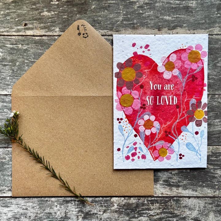 Erika's Whimsical Art – wholesale Love card – Plantable Seed Paper You are so Loved Card, Blank Inside 1