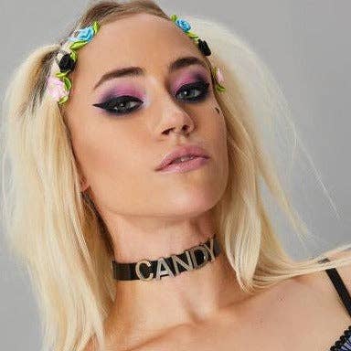 Funk Plus - Wholesale Choker/Collar - FC291 GENUINE LEATHER STAINLESS STEEL LETTER NAME FETISH CHOKER32