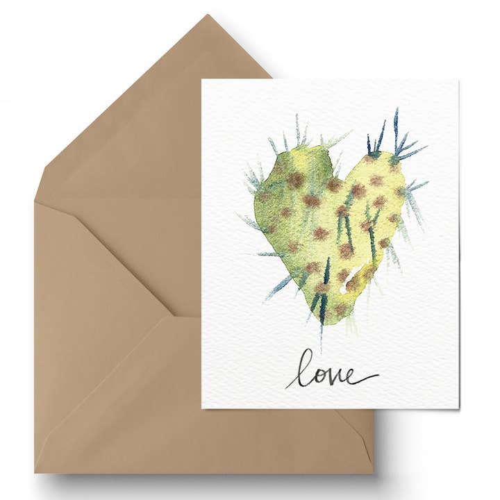"Cacti Love" Greeting Card for wholesale by Paige Poppe Art
