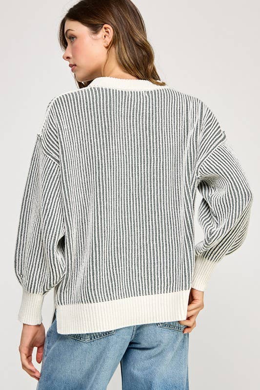 Miss Love - Wholesale Knit Sweater - Women's - Super Soft Strip Sweater6