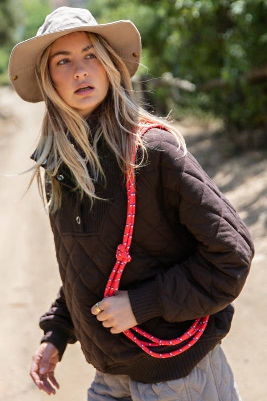 Sunday Morning - Venta al por mayor Sudadera - Mujer - T350037-Pulóver Acolchado de Manga Larga con Broches6