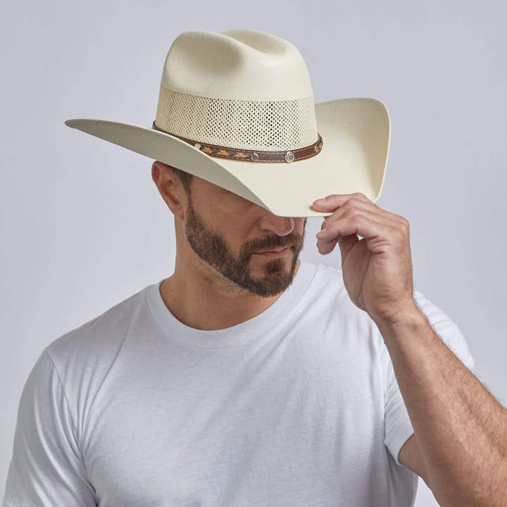 Cream Western Straw Cowboy Hat - Style Austin for wholesale on Faire
