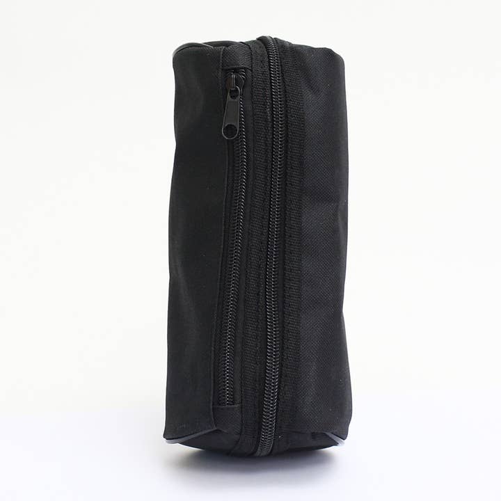 Powell Creative Products Ltd - Wholesale Pencil Case/Pouch - Black Pencil Case Plain 2 Zipped Compartments for Boys 12