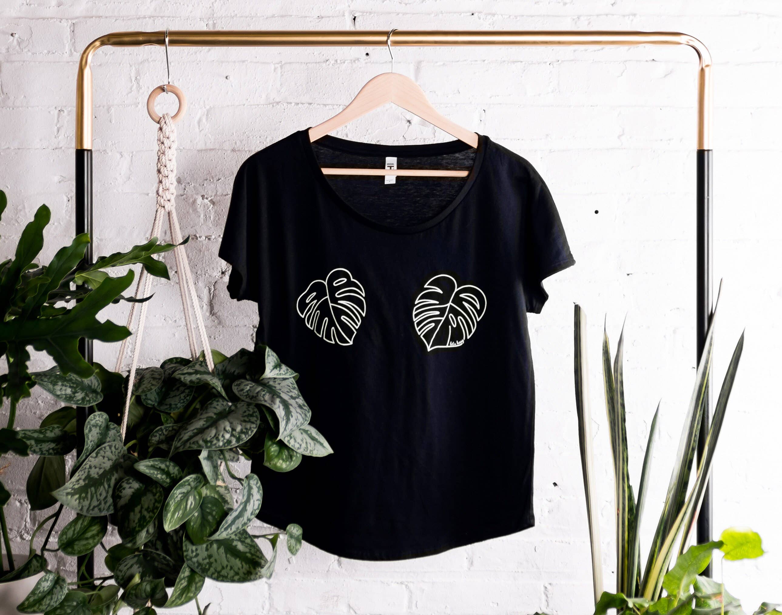 Variegate Design - Wholesale Screen Printed T-Shirt - Women's - Monstera Titties - Dolman T-Shirt