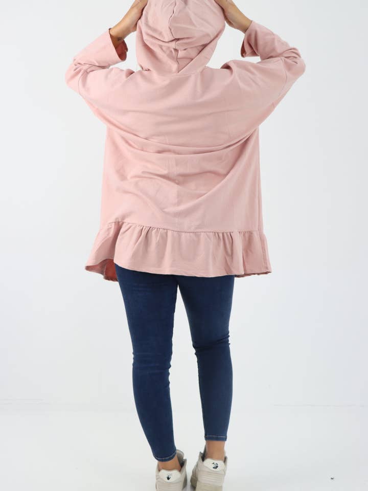 Miss Bold – Engroshandel Hoodie – Kvinder – Italiensk langærmet hættetrøje med flæser3