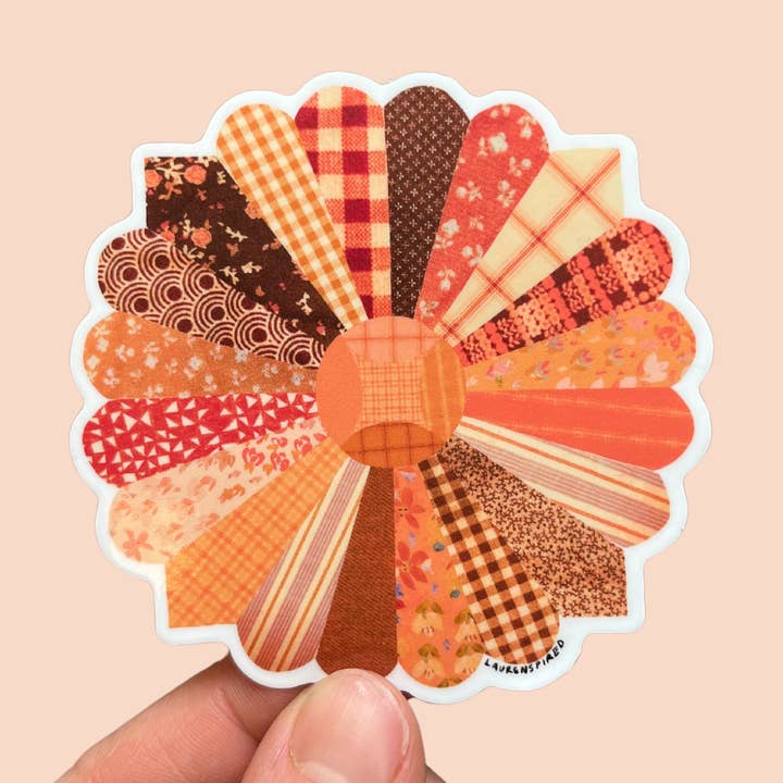 Adesivi in vinile con fiori arancioni a forma di trapunta, adesivo da cucito per la vendita all'ingrosso da parte di Laurenspired