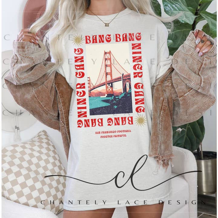 San Francisco Bridge 49ers Football Retro Comfort Colors for wholesale by Chantely Lace