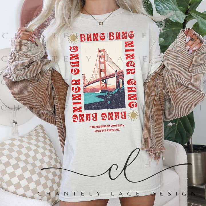 San Francisco Bridge 49ers Futebol Retro Comfort Cores por atacado de Chantely Lace
