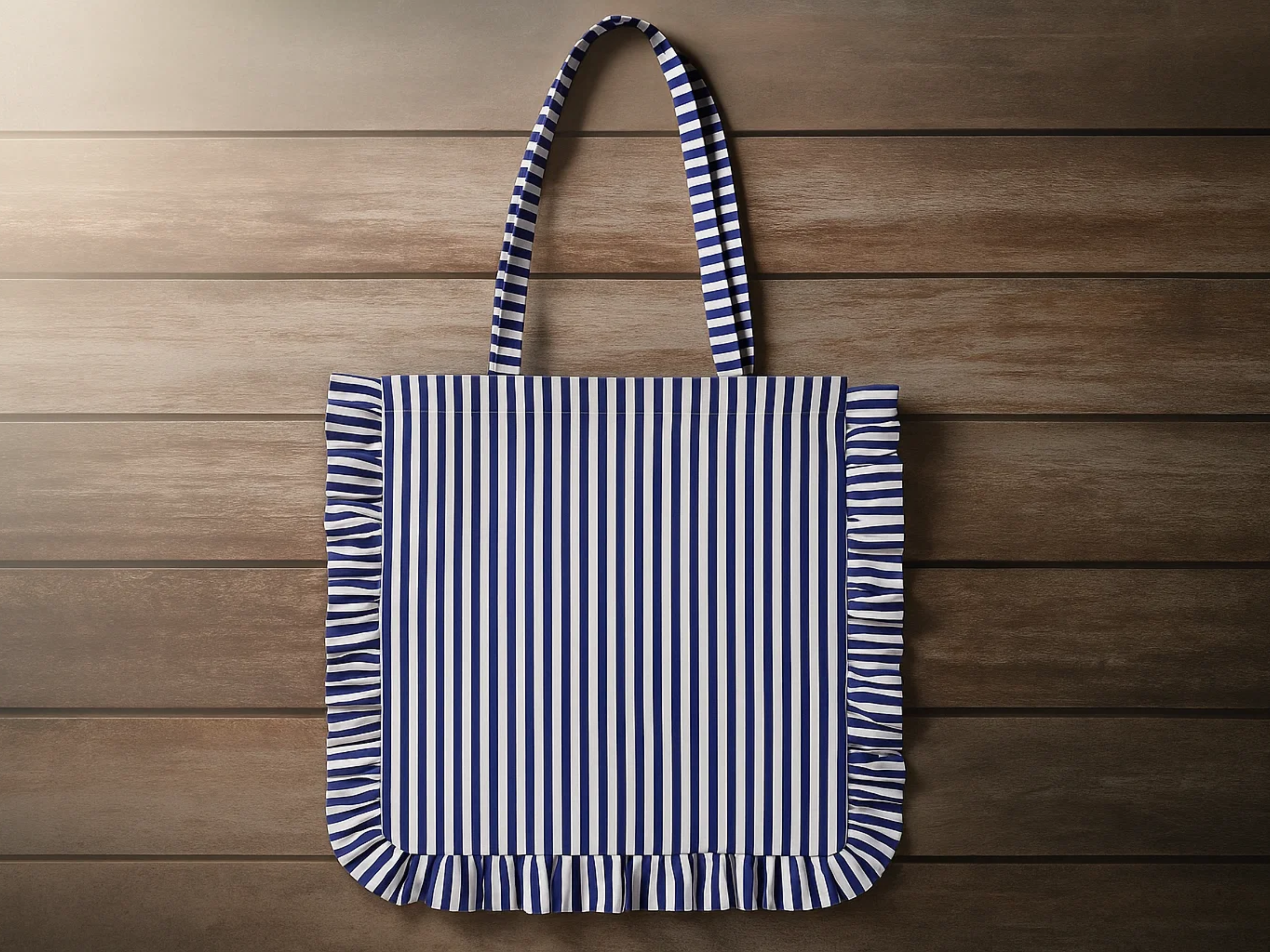 House of Kraft Jewelry & Accessories - Wholesale Tote Bag - Women's - Stripe Ruffle Tote | Canvas Tote Bag | Daily Canvas Tote8