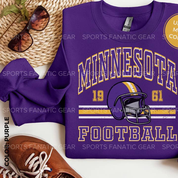 Minnesota Crewneck Vintage Football Style for Game Day for wholesale by TheKingShirt
