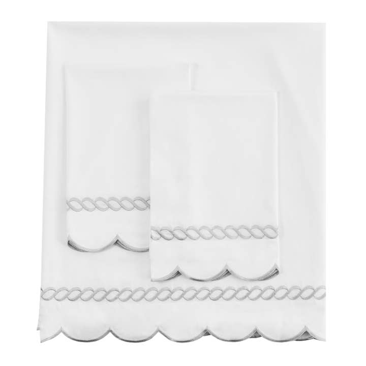 Mélange Home - Wholesale Sheet Set - 600 Thread Count Scallop Rope Embroidered Cotton Sheet Set9