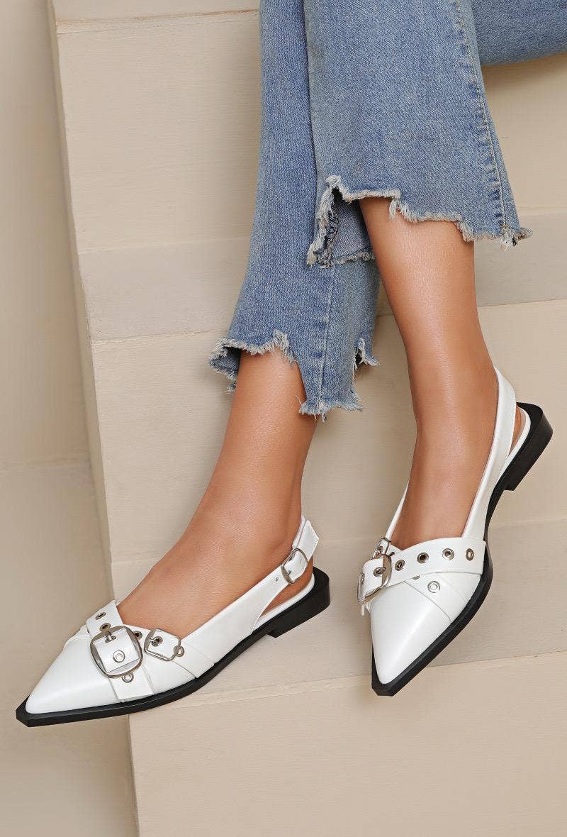 No Doubt Shoes – wholesale Mules – Women’s – MARY JANE BLOCK HEEL SLINGBACK POINTED TOE BUCKLED MULES 1