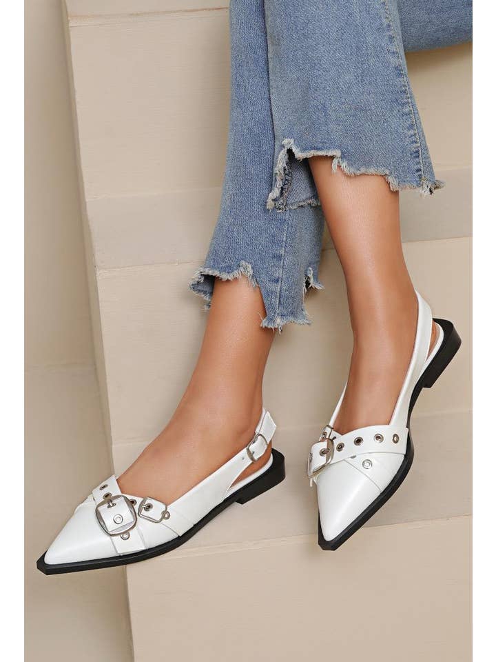 No Doubt Shoes – wholesale Mules – Women’s – MARY JANE BLOCK HEEL SLINGBACK POINTED TOE BUCKLED MULES 1