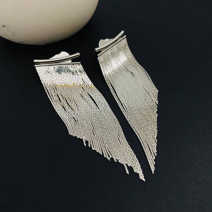 Housegoldjewelry - Vendita all'ingrosso Orecchini con nappe - Orecchini a nappa in argento, orecchini a cascata, orecchini con frange,1