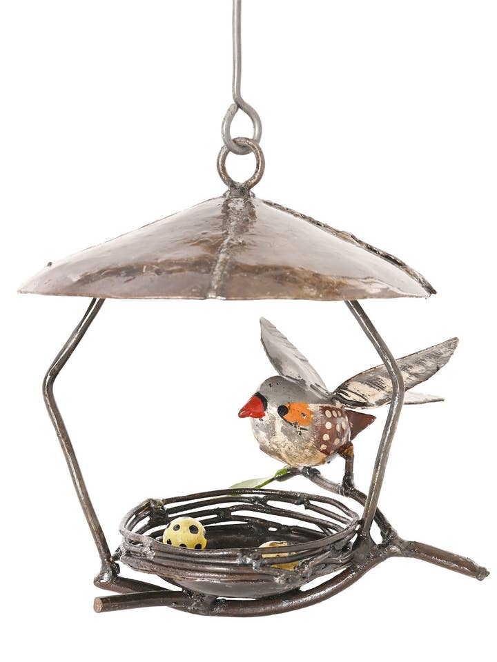 Recycled Metal Hanging Bird Nest Sculpture for wholesale by Swahili | AFRICAN MODERN