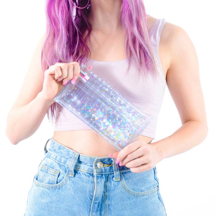 Electric Bubblegum – wholesale Plånbok - Dam – Liquid Glitter Stor Plånbok - Transparent
