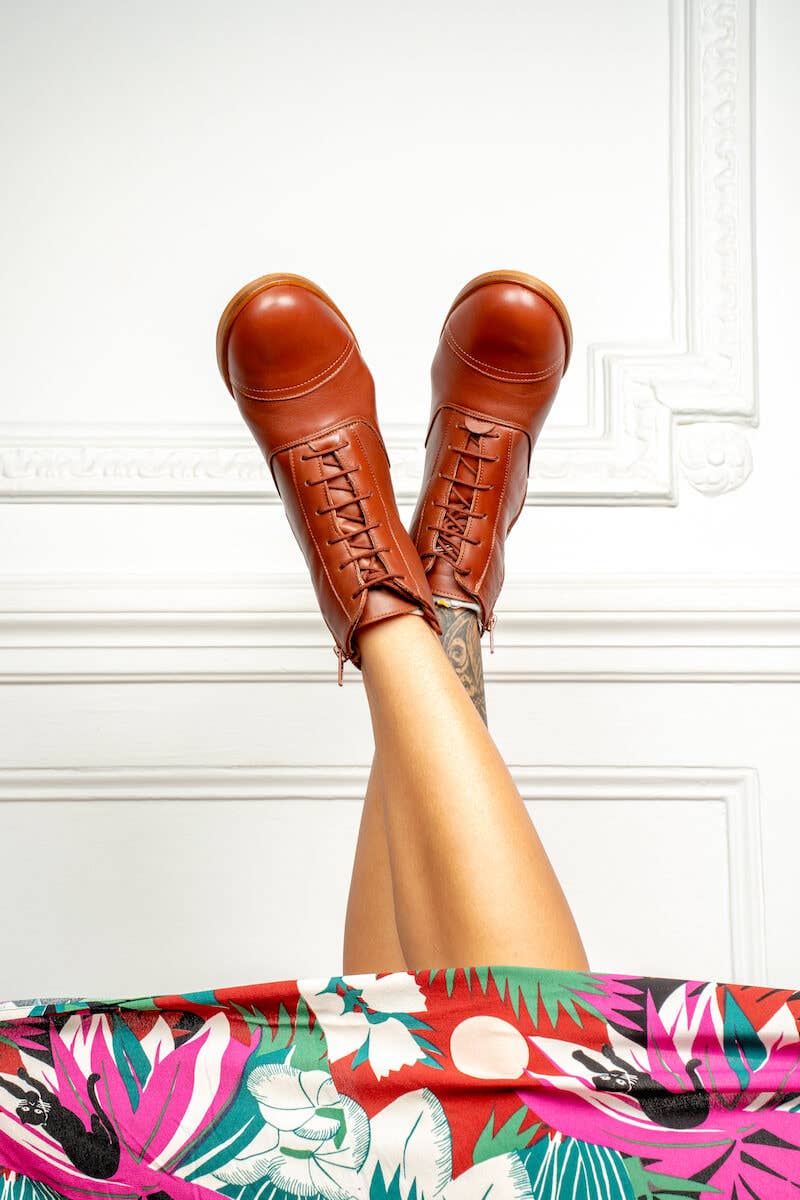 Swivells - Wholesale Booties - Women's - Mama Chestnut - Bottines Marron en Cuir4
