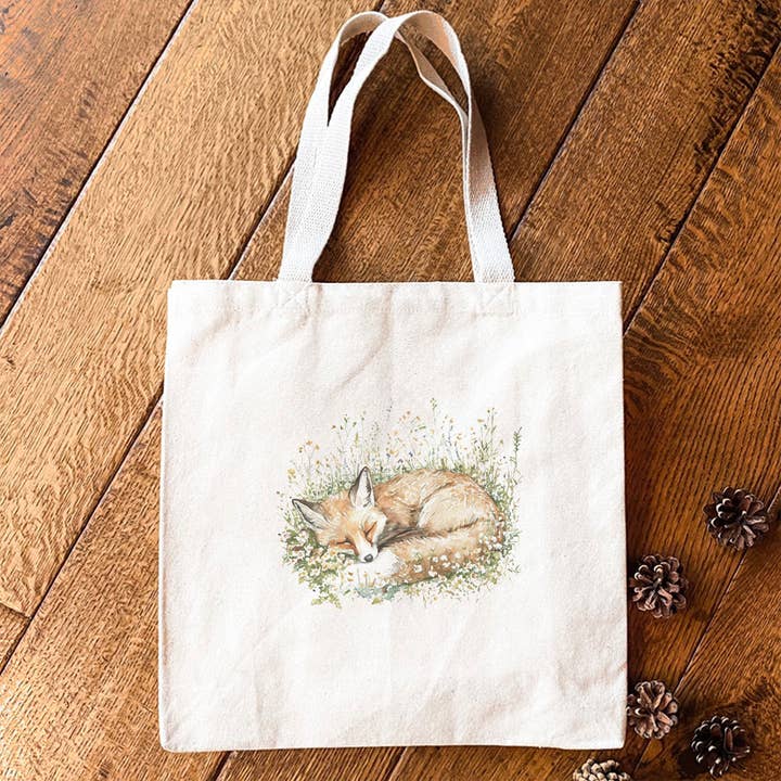 Sleeping Fox - Spring Canvas Tote Bag for wholesale by North & Pine