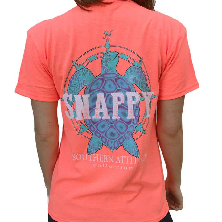 Southern Attitude - Wholesale Screen Printed T-Shirt - Women's - S-148 Nautical Snappy - Coral