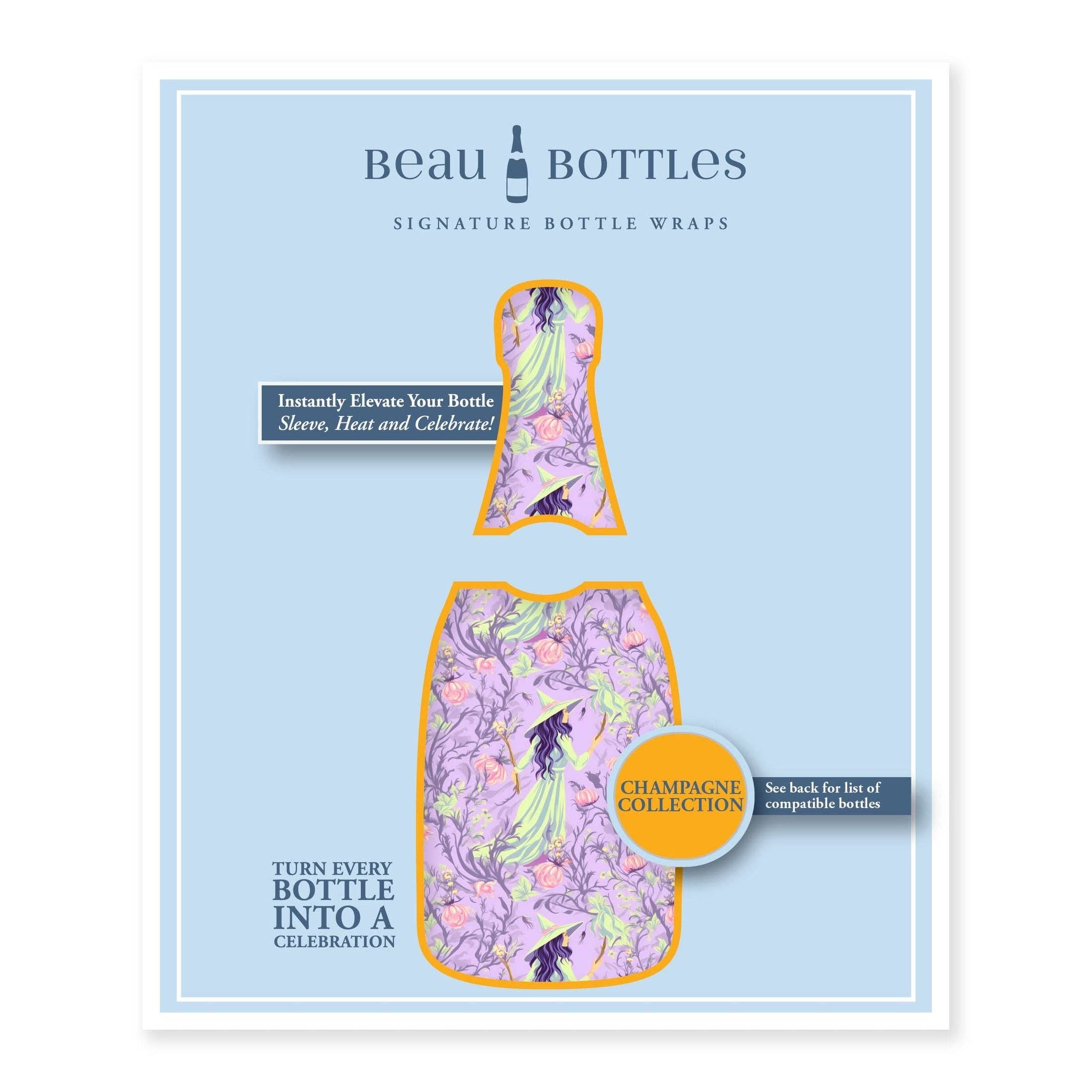 Beau Bottles – wholesale Wine gift bag – Beau Bottles Preppy Halloween Witch - Champagne Collection5