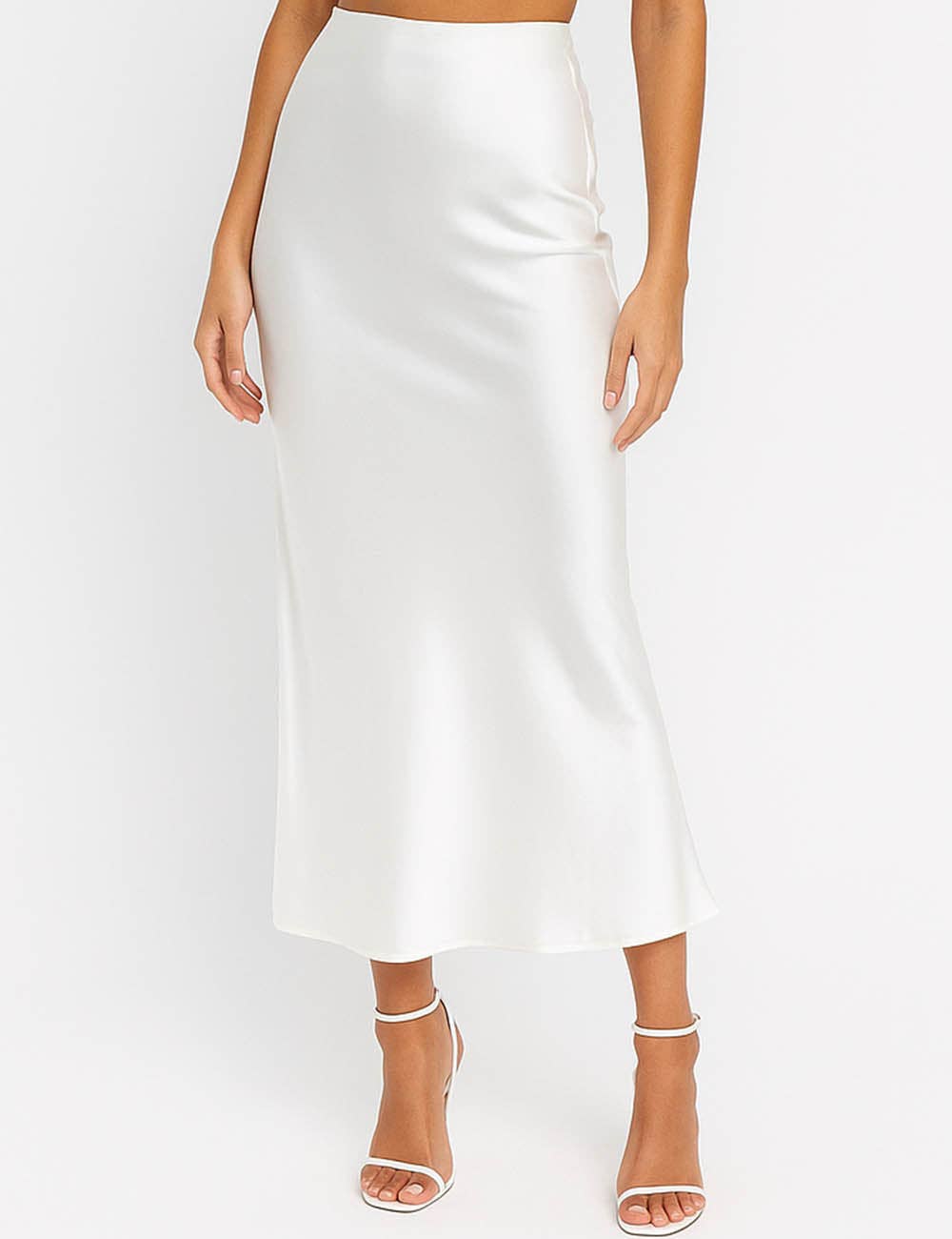 Sweetkama - Wholesale Skirt - Women's - Ladies Stain Zipper Side Hip Wrap Maxi Skirt3