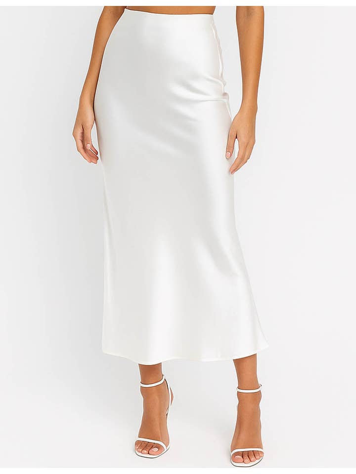 Sweetkama - Wholesale Skirt - Women's - Ladies Stain Zipper Side Hip Wrap Maxi Skirt3