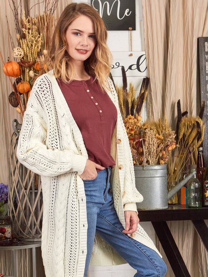 low gauge cardigan (12980) for wholesale by P.S Kate