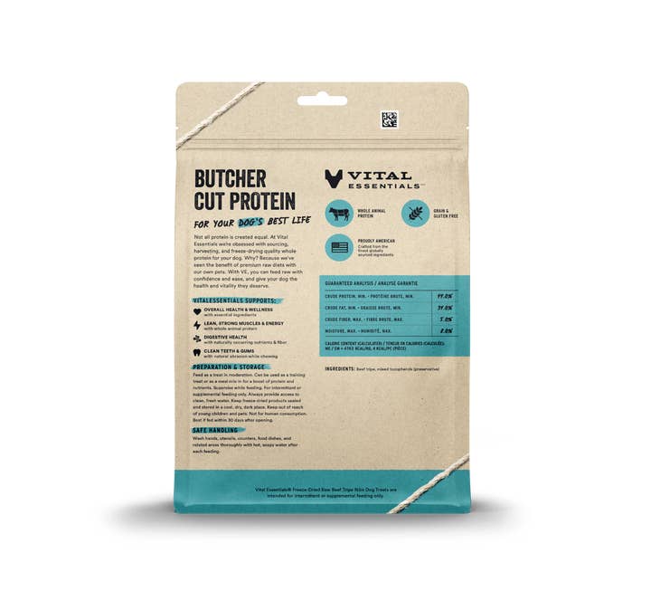 Pet Palette Distribution - Wholesale Pet Treats - Dog - Vital Essential Beef Tripe Nibs FD Dog Treats 14 oz