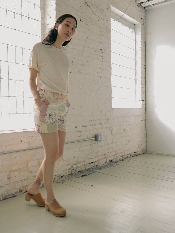 Shorts trapuntati a quadri floreali per la vendita all'ingrosso da parte di Marvin Ruby