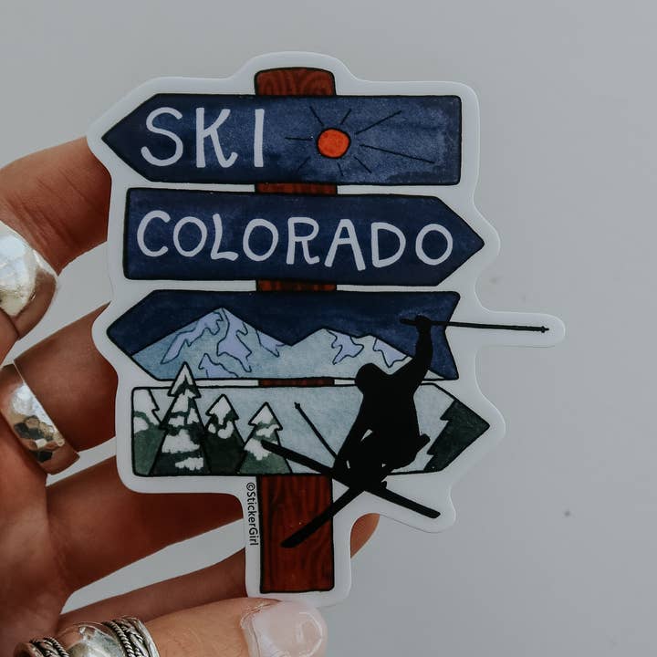 Ski-Colorado-Wegweiser Vinyl-Aufkleber für den Großhandel von Sticker Girl