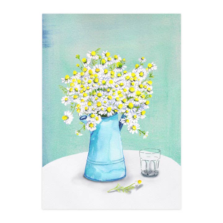 Carte postale "Un bouquet de camomille sauvage" pour la vente par paruspaper. nutzfeine papeterie