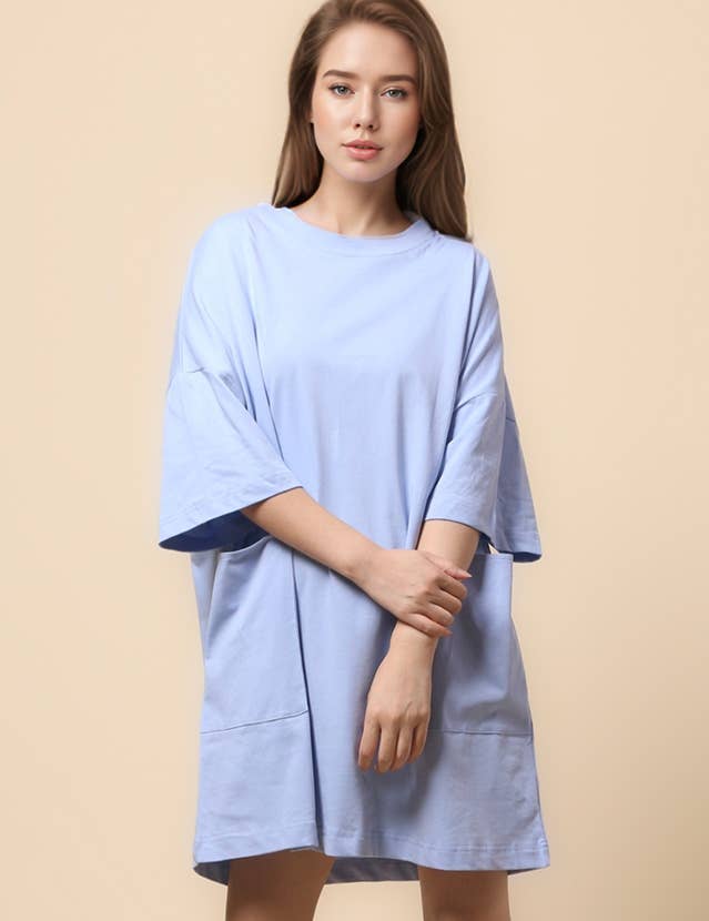 Sweetkama - Wholesale Dress - Women's - Ladies Soild Color Tee Mini Dress SKD46820