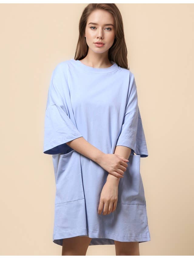 Sweetkama - Wholesale Dress - Women's - Ladies Soild Color Tee Mini Dress SKD46820