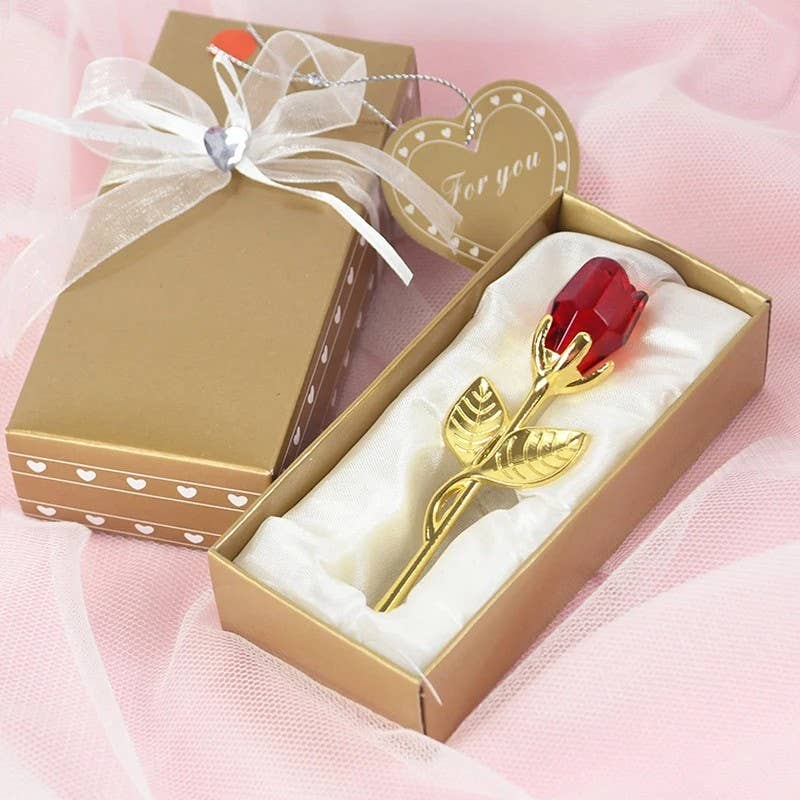 Syrrios Gifts LLC - Wholesale Artificial Flowers - Eternal Red Rose Glass Flower in Gift Box - Romantic6