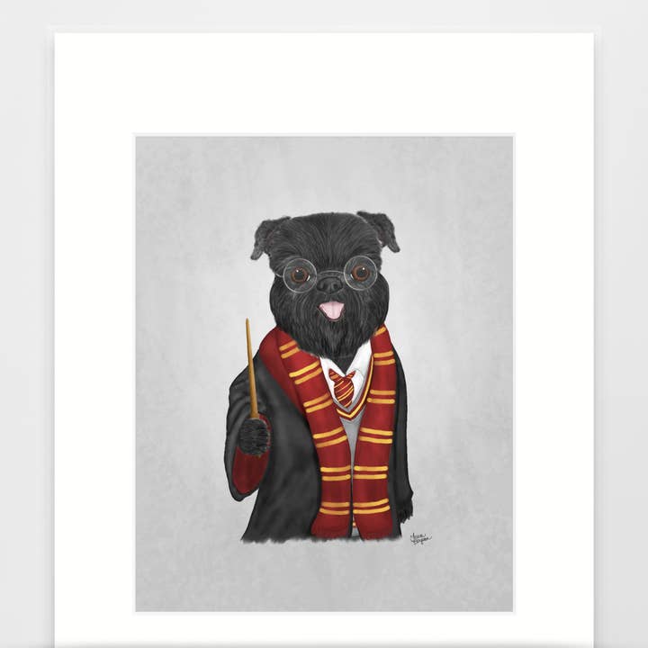 Brussels Griffon Dog Art Print, Brussels Gryffindor por atacado de Laura Bergsma Studio