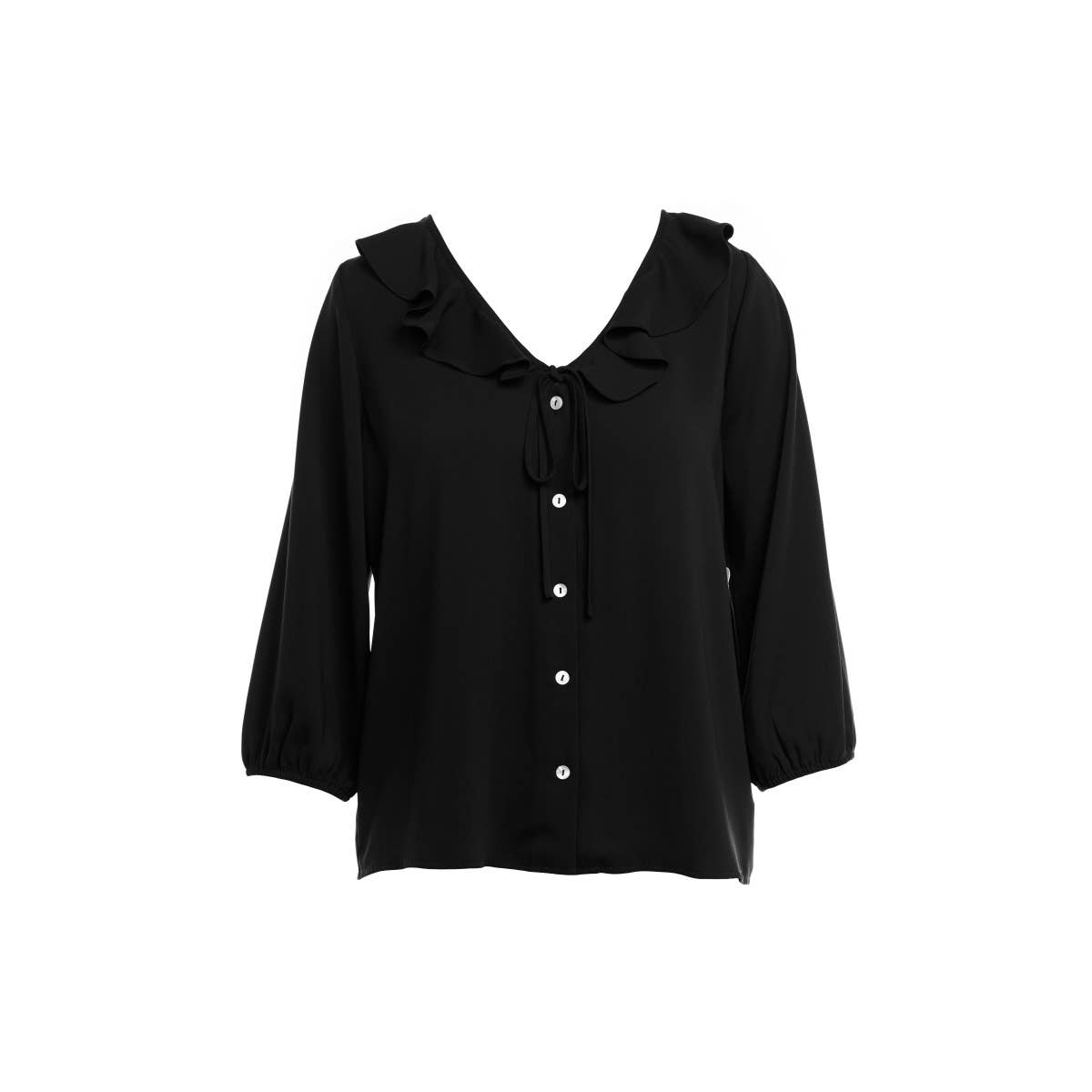 Naked Zebra Rack - Wholesale Blouse - Women's - Ruffle Button Down Tie Blouse6