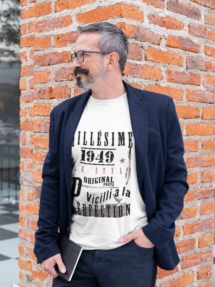 1949, regalos de cumpleaños para él, camisetas de cumpleaños, camiseta de manga corta con cuello redondo para hombre, FR Vintage White para hombre 00135 para venta al por mayor de ULTRABASIC