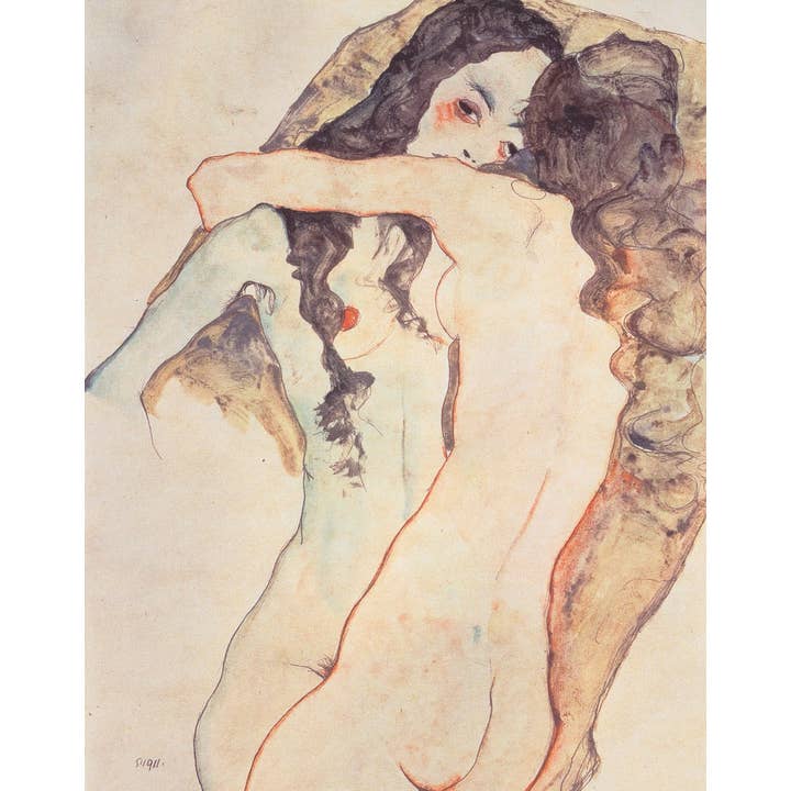 Two Women Embracing (1911) by Egon Schiele for wholesale by Rock Paper Scissors Wall Art