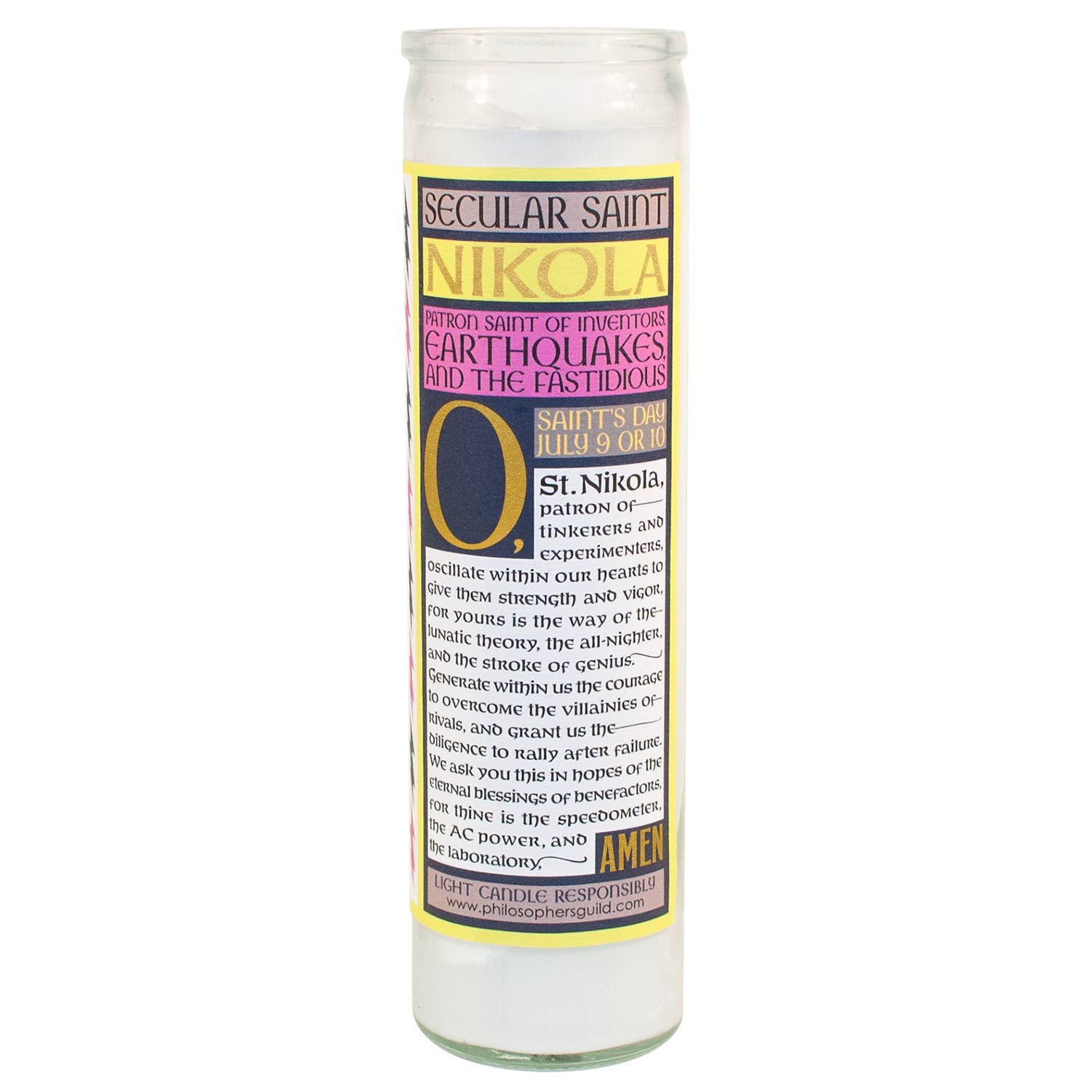 Unemployed Philosophers Guild - Wholesale Jar/Filled Candle - Tesla Secular Secular Saint Candle2