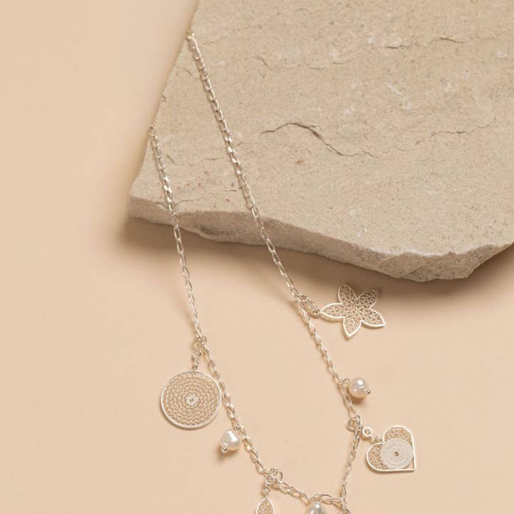 Solara Charm Necklace Sterling Silver for wholesale by Alejandra Collective