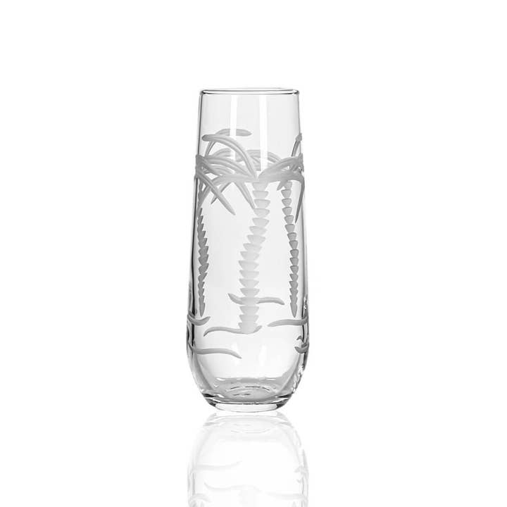 Palm Tree 8.5oz Stemless Champagne Flute for wholesale by Rolf Glass