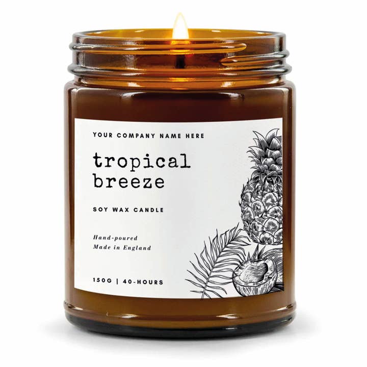 Candle Drop – wholesale Jar/filled candle – Label Style 7 | Wholesale White Label Soy Candle | Amber Jar8