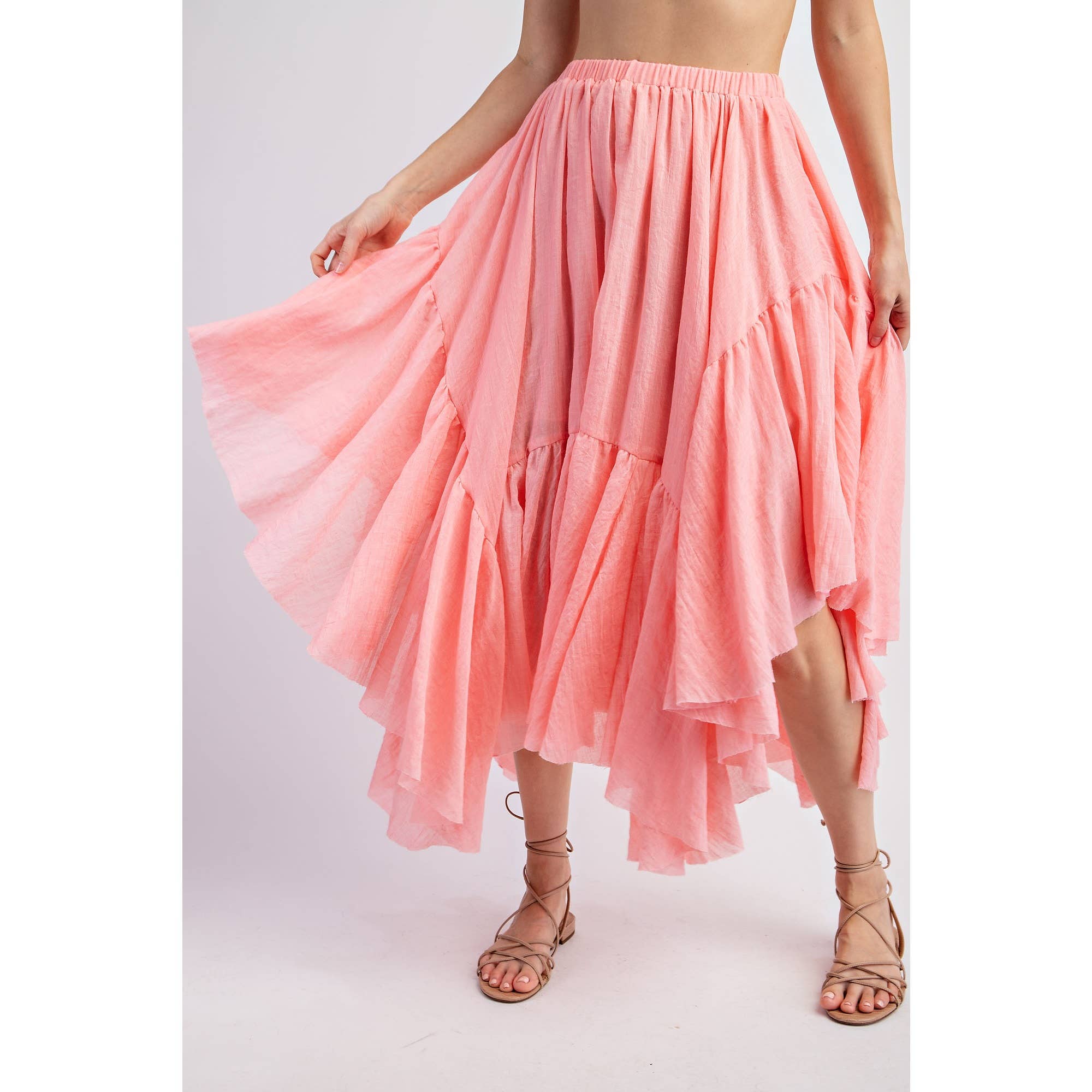 Sweet Generis - Wholesale Skirt - Women's - ASYMMETRICAL RAW-EDGE RUCHED UNEVEN HEMLINE SKIRT3