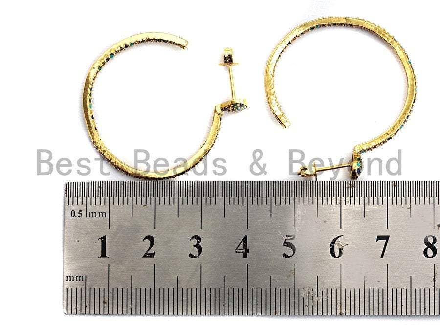 BestBeads&Beyond - Vendita all'ingrosso Orecchini a cerchio - Orecchini a Cerchio grandi colorati in zirconia cubica, Sku #J1254