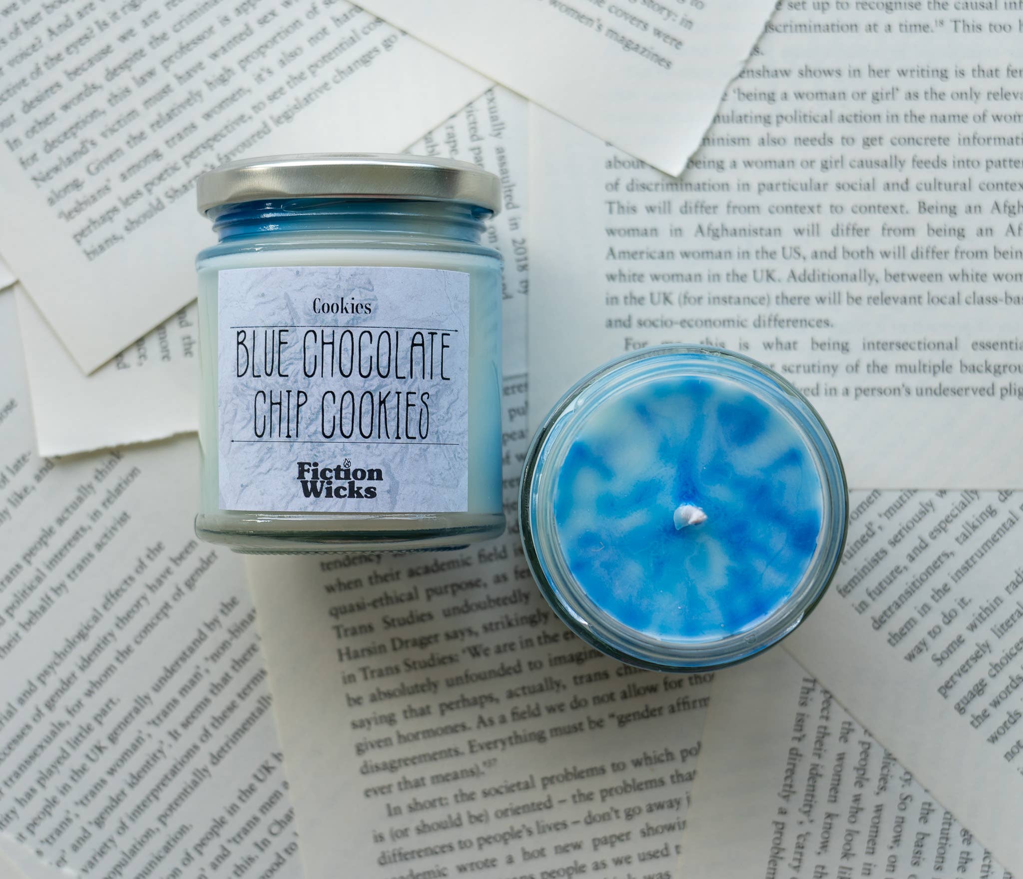 Fictionwicks - Venta al por mayor Velas en tarros - Vela para galletas con chispas de chocolate azul | Galletas con aroma vegano7