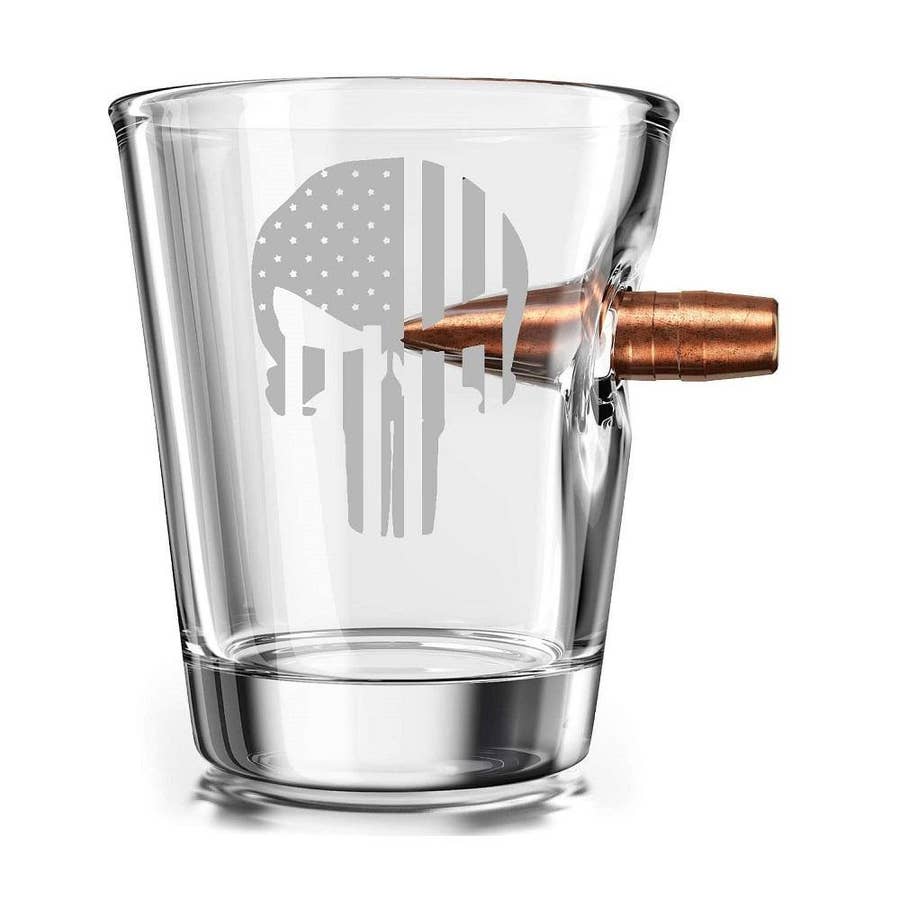 2 Pcs Caliber Bullet Casing Drinking Cup Shot Glass Set for