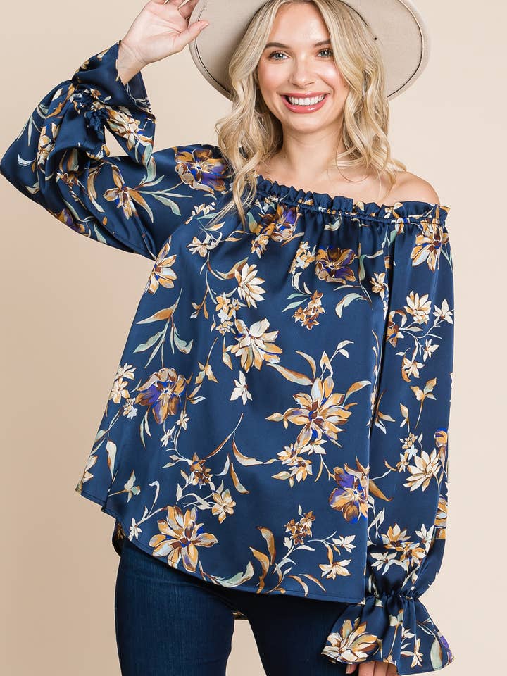 ETK-8886
Cute Off-Shoulder Floral Fashion Top for wholesale by Emerald Collection