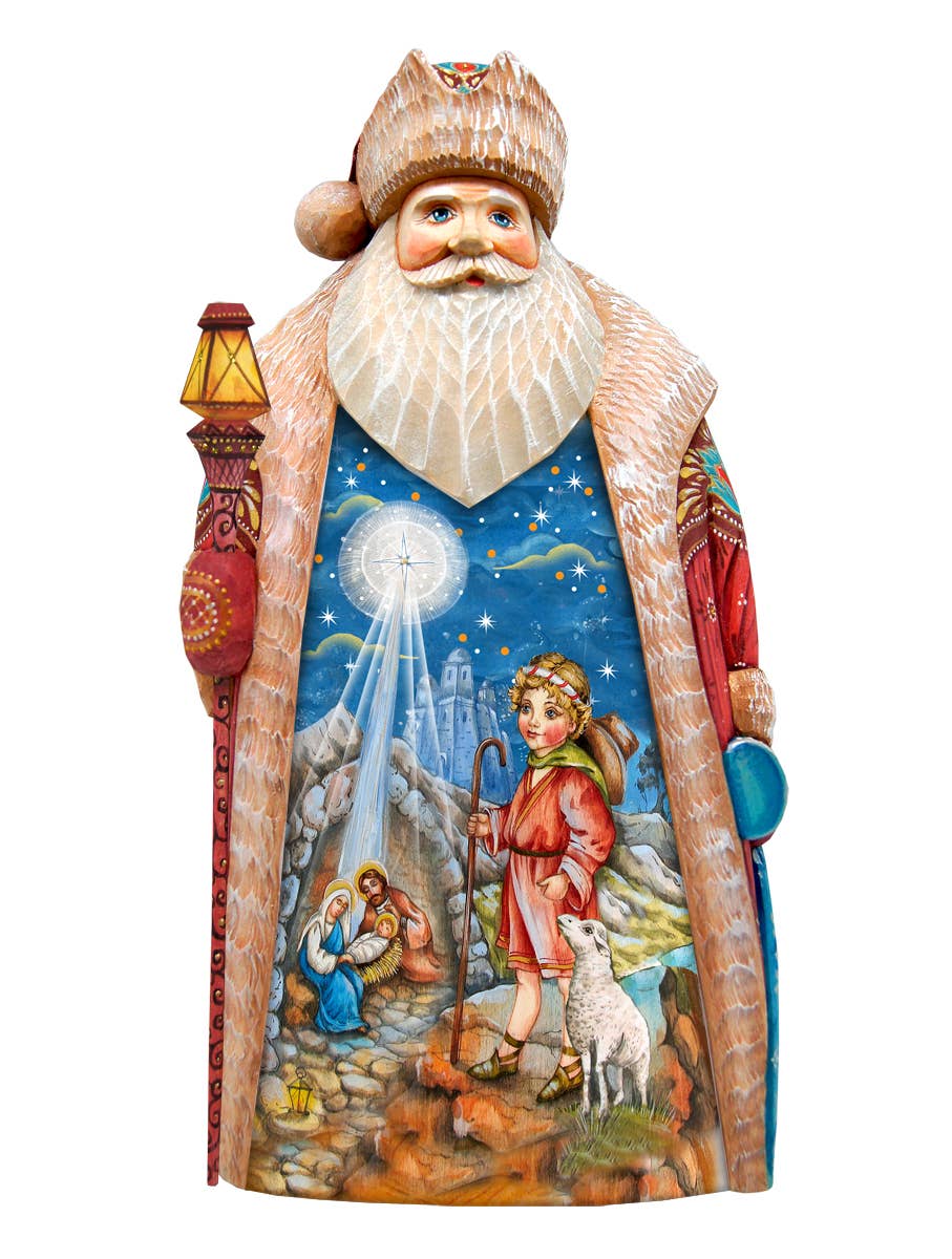 Debrekht Carved Wood and Hand-Painted Giving Father Frost Santa 12 G