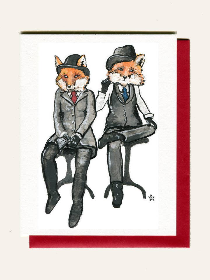 Pawtners in Crime - Fox Notecard for wholesale by Darling Illustrations