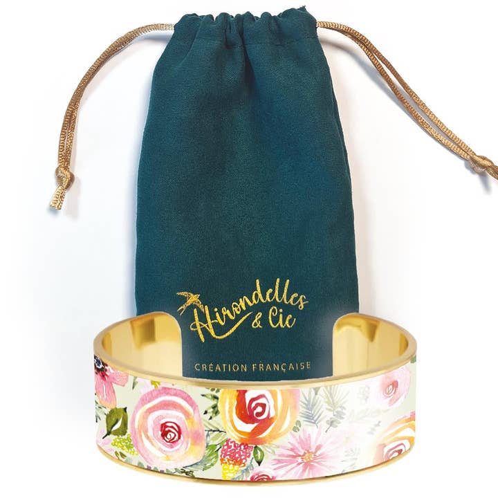 Pulseira punho 20mm - Floral Primavera por atacado de Hirondelle & Cie